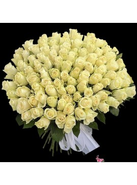 101 белая роза, 50 см 
